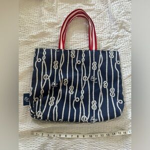 Estee Lauder Large Tote Shoulder Bag Beach Blue White Knots Rope Nautical